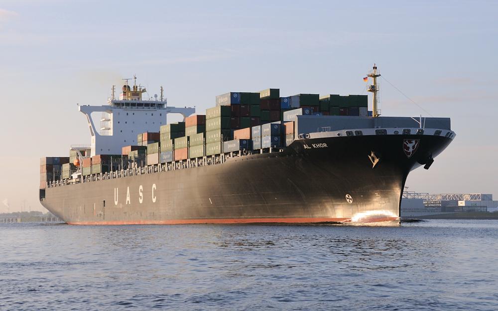8511 Das Containerschiff AL KHOR verlaesst den Hamburger Hafen | Schiffsbilder Hamburger Hafen - Schiffsverkehr Elbe